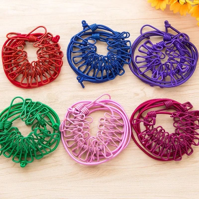 12 Clips Elastic Laundry Rope, Portable Multifunctional Drying Clips, Garden Windproof Clothesline With Clips, Portable Stretchable Line, Traveling Hanger Elastic Rope, Adjustable Laundry Clothesline, Windproof Stretch Drying Rack 12 Clips Elastic Laundry Rope, Portable Multifunctional Drying Clips, Garden Windproof Clothesline With Clips, Portable Stretchable Line, Traveling Hanger Elastic Rope, Adjustable Laundry Clothesline, Windproof Stretch Drying Rack